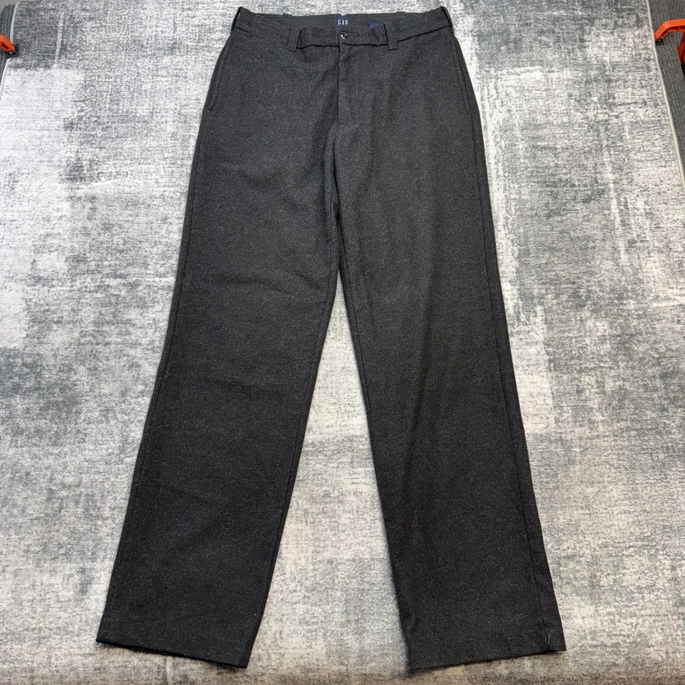 VTG GAP Pants Mens 32x34 Wool Charcoal Gray Stretch Trouser High Waist 90s Y2K